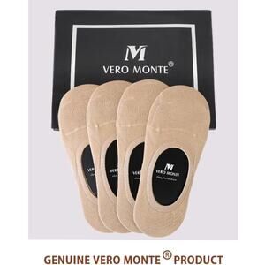 Pack of 4 Vero Monte No Show Socks Women Cotton Non Slip Liner Nude Size L/XL